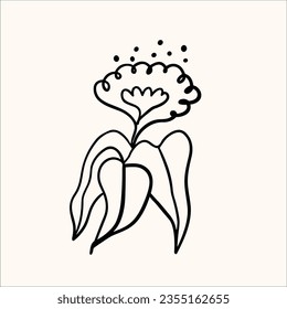 plam abstract shape sketch vecter, hand drawn flowers line art, abstract art, decorative love, fresh life nature