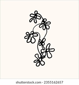 plam abstract shape sketch vecter, hand drawn flowers line art, abstract art, decorative love, fresh life nature