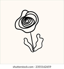 vectora de boceto de forma abstracta de plam, arte de líneas de flores dibujadas a mano, arte abstracto, amor decorativo, naturaleza de vida fresca