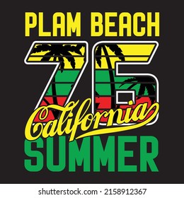 Plam beach California  summer t shirt  design