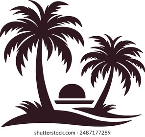 plam logo icon silueta estilo Vector, Clipart , Ilustración negro con fondo blanco