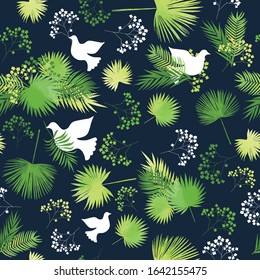 Plam sunday seamless pattern. Religious universal background