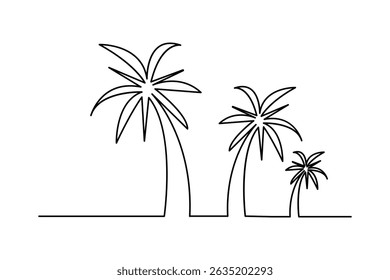 Plam tree continuous line drawing and minimalist style isolate outline victor icon
