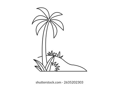 Plam tree continuous line drawing and minimalist style isolate outline victor icon
