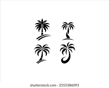 Plam tree logo set vector