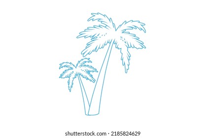 Plam Tree Outline Vector Illustration