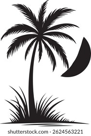 Plam tree silhouette vector design.