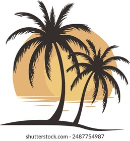A plam tree silhouette vector illutration