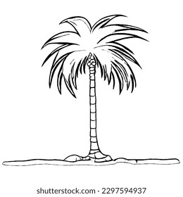 Plam Tree Vector Icon in Minimallinie Art 