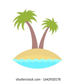 Plam trees island icon simple flat vector illustration.