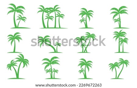 plam trees isolated on white background Beautiful Vector palma tree set vector illustration