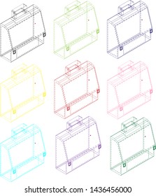 plan of 3d school bags in modern isometrics style.