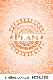 Plan abstract orange mosaic emblem