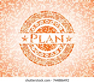 Plan abstract orange mosaic emblem