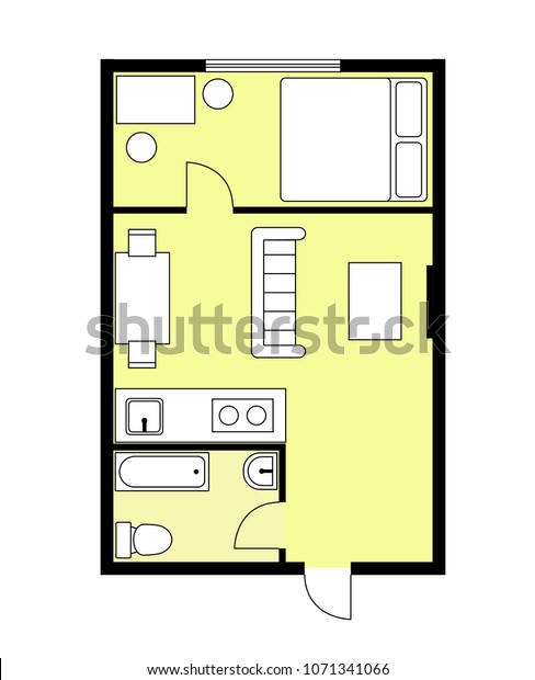 Plan Apartment Studio Condominium Color House Stock Vector