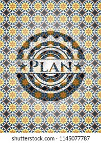 Plan arabic badge. Arabesque decoration.