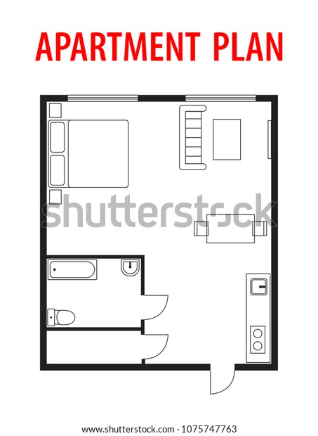 Plan Architectural Project Blueprint Apartment Studio Stock