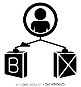 Plan B icon represented by people hold two plans Black Filled style.