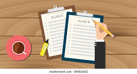 plan a and plan b illustration with clipboard