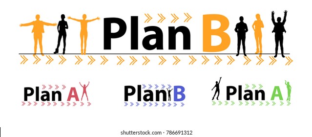 plan b tape. backup plan. Silhouette of a black girl. vector illustration for your design. set of several inscriptions