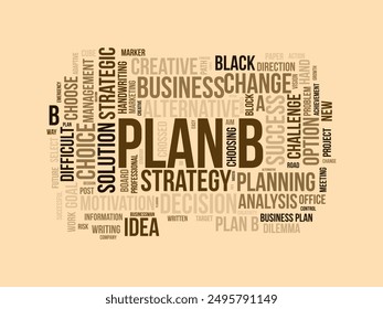 Plan B wordcloud template. Business concept vector background.