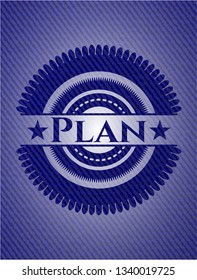 Plan badge with denim texture