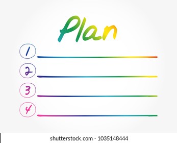 Plan Blank List, business concept background