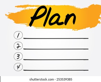 Plan Blank List, vector concept background