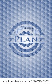 Plan blue emblem or badge with abstract geometric polygonal pattern background. Vector Illustration. Detailed.