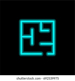 Plan blue glowing neon ui ux icon. Glowing sign logo vector