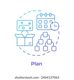 Plan blue gradient concept icon. Product development strategy. Company organization, business management. Round shape line illustration. Abstract idea. Graphic design. Easy to use in infographic