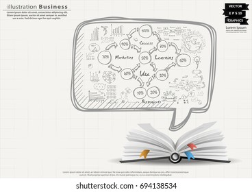 Plan - Book and Sketch icon various -  modern Idea and Concept Vector illustration Business Infographic template with  Speech bubble,Text 10%-100%.
