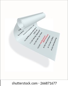 Plan of a business activity written on a toilet tissue,artwork, isolated on white