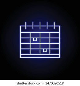 plan calendar line icon in blue neon style. Set of logistics illustration icons. Signs, symbols can be used for web, logo, mobile app, UI, UX