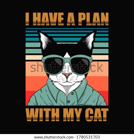 Plan with cat retro vector illustration for your company or brand