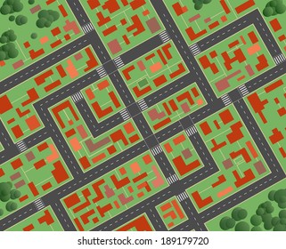 Plan of the city with streets and houses