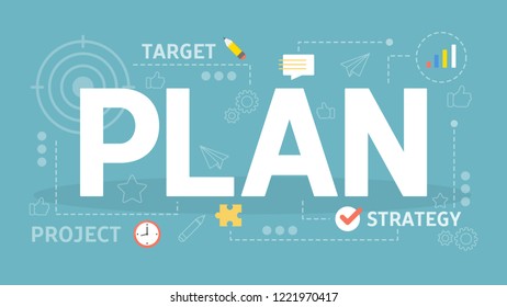 Plan concept. Business strategy and planning. Idea of management, schedule and paper work. Isolated flat vector illustration