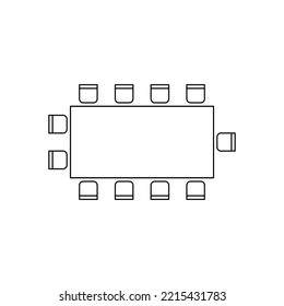 Plan conference for arranging seats and tables in interior, layout graphic outline elements. Chairs and tables icons in scheme architectural plan. Office and home furniture, top view. Vector line