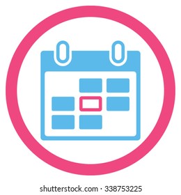 Plan Day vector icon. Style is bicolor flat rounded symbol, pink and blue colors, rounded angles, white background.