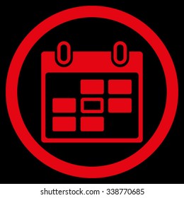 Plan Day vector icon. Style is flat rounded symbol, red color, rounded angles, black background.