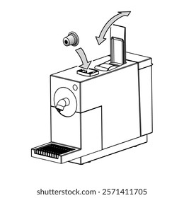 Plan diagram of the image of a horn coffee machine in different angles in vector on an isolated white background.