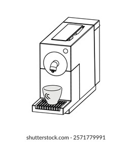 Plan diagram of the image of a horn coffee machine in different angles in vector on an isolated white background.