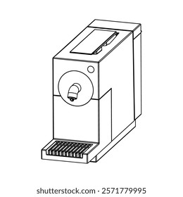 Plan diagram of the image of a horn coffee machine in different angles in vector on an isolated white background.