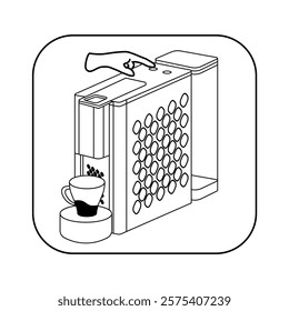 Plan diagram of the image of a horn coffee machine in different angles in vector on an isolated white background.