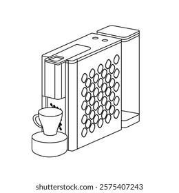 Plan diagram of the image of a horn coffee machine in different angles in vector on an isolated white background.