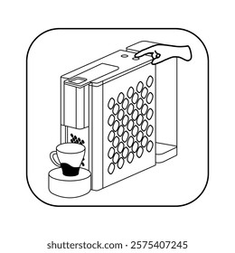 Plan diagram of the image of a horn coffee machine in different angles in vector on an isolated white background.