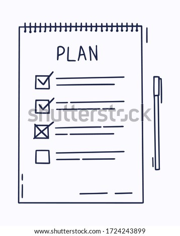 Plan or To do list concept with hand drawn text. Checklist, task list vector illustration in flat cartoon style on white background.