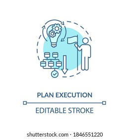 Plan execution concept icon. Money target for life. Good financial future. Budget planning process idea thin line illustration. Vector isolated outline RGB color drawing. Editable stroke