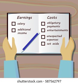 plan family budget book top view vector illustration
