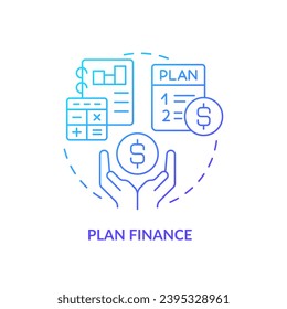 Plan finance blue gradient concept icon. Living expenses. Personal budget. Enough money. Leaving job. Wealth management abstract idea thin line illustration. Isolated outline drawing